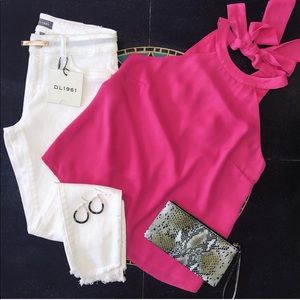 Pink bow back top🎀